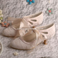 Top Selling Lace up Bridal Shoes Nude